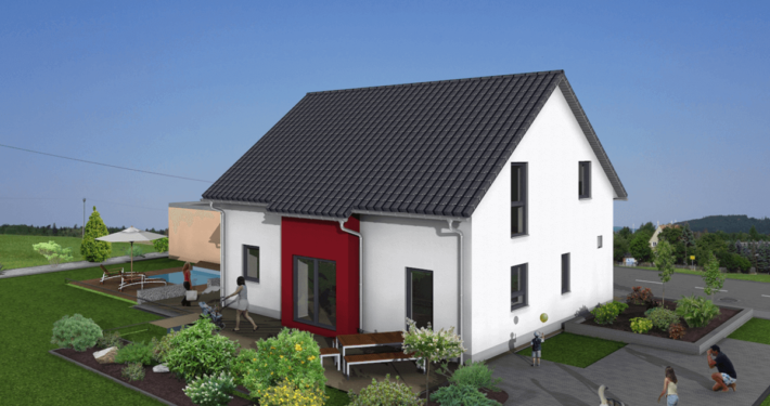 mainHAUS - Häuser: Jungfamilienwohnhaus 3D-Ansicht