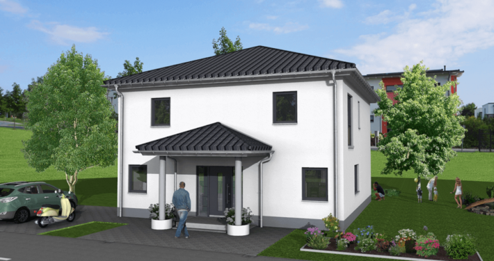 mainHAUS - Häuser: Stadtvilla 3D-Ansicht