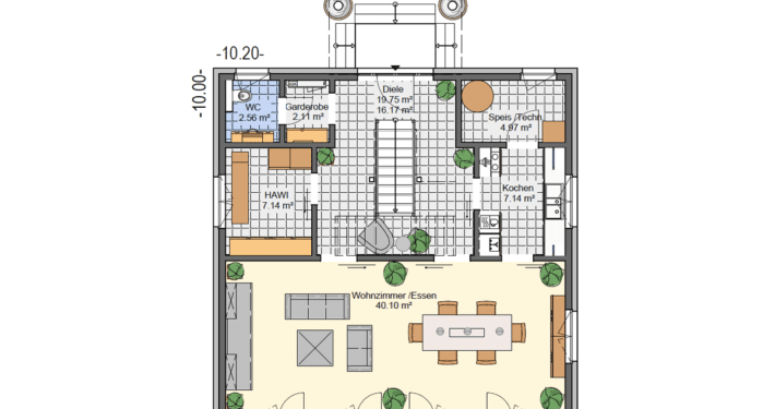 mainHAUS - Häuser: Stadtvilla Grundriss EG