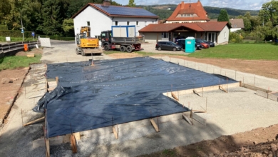 mainHAUS - Bungalow mit Eingangsüberdachung in Bischofsheim - Bodenplatte