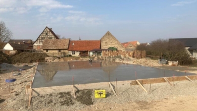 Bungalow mit Satteldach, Oberschwarzach: Bodenplatte